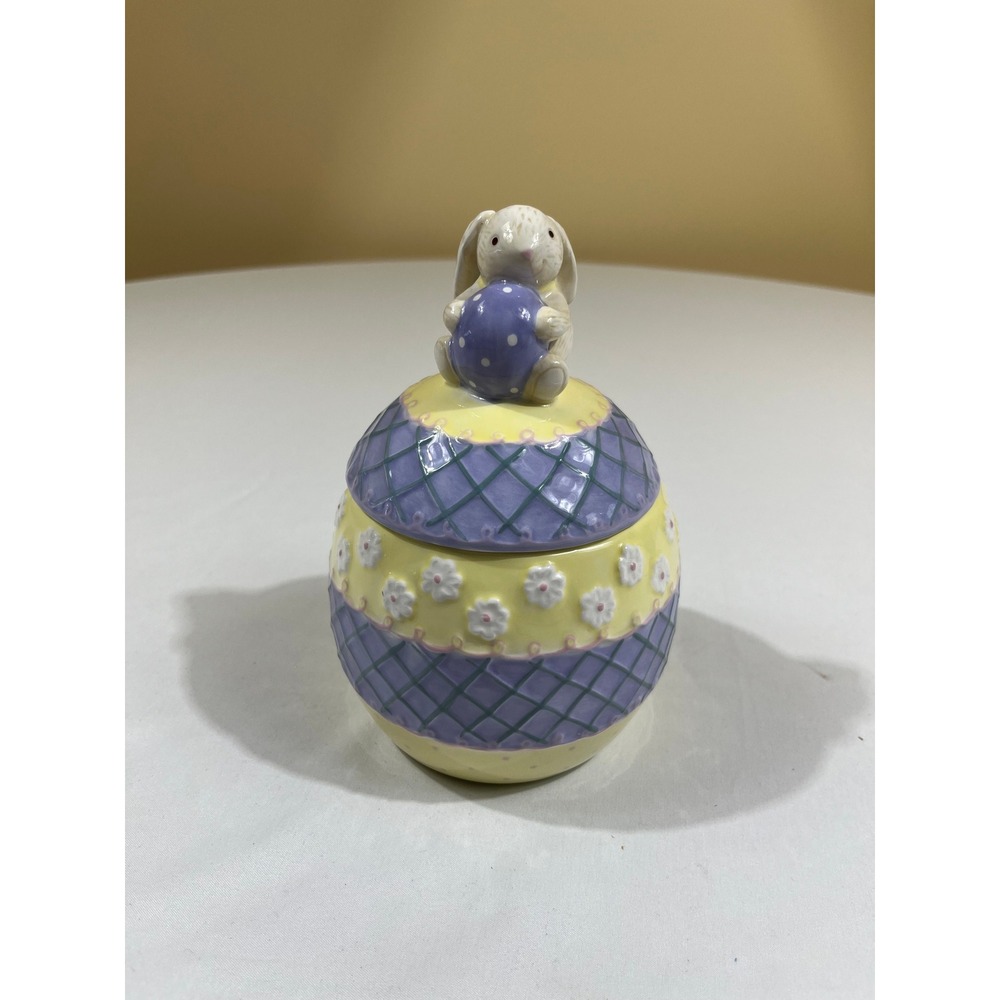 Hallmark Candy Dish Easter Egg Bunny Ceramic Jar 1EGP1902 Easter Rabbit Decor